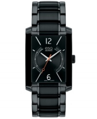 Traditional with bold appeal, this black-on-black Synthesis collection watch from esQ Movado brings mystery to your look. Traditional with bold appeal, this black-on-black Synthesis collection watch from esQ Movado brings mystery to your look.