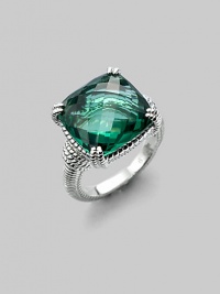 From the Giftables Collection. A brilliant green quartz stone in a four-prong sterling silver setting.Green quartz Sterling silver Width, about ½ Imported Additional Information Women's Ring Size Guide From the Giftables Collection. A brilliant green quartz stone in a four-prong sterling silver setting.Green quartz Sterling silver Width, about ½ Imported Additional Information Women's Ring Size Guide