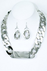 (Silver) Metal Casting Bar Necklace Set. Length: 17 + 3 1/2 Extension. Fish Hook Ear Wire. Earring Length:2, Summer, Spring, Fashion (Silver) Metal Casting Bar Necklace Set. Length: 17 + 3 1/2 Extension. Fish Hook Ear Wire. Earring Length:2, Summer, Spring, Fashion