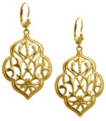Flauntable style from the far east. T Tahari's intricate earrings draw inspiration from Moroccan culture, with a beautiful filigree pattern set in warm gold tone mixed metal. Approximate drop: 2-1/2 inches.