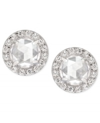Crystal clear fashion, from CRISLU. These stud earrings feature a dome-cut center stone cubic zirconia surrounded by micro-pave cubic zirconia (1-1/5 ct. t.w.). Earrings set in platinum over sterling silver. Approximate diameter: 1/3 inch.
