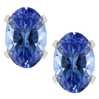 1.00 Ct Tanzanite Sterling Silver Stud Earrings 6X4MM 1.00 Ct Tanzanite Sterling Silver Stud Earrings 6X4MM
