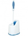 Superior Toilet Brush with Pan and Lip White and Blue Grip Handle