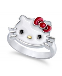 Cute with a touch of class. Hello Kitty's sterling silver band features the face of the iconic character in enamel for a whimsical touch. Size 7. Cute with a touch of class. Hello Kitty's sterling silver band features the face of the iconic character in enamel for a whimsical touch. Size 7.