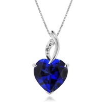 7.50 Carat Blue & White Sapphire Heart Pendant in Sterling Silver with Chain 7.50 Carat Blue & White Sapphire Heart Pendant in Sterling Silver with Chain