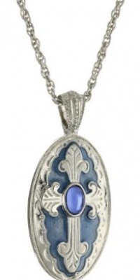 The Vatican Library Collection Blue Oval Cross Pendant Necklace The Vatican Library Collection Blue Oval Cross Pendant Necklace