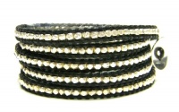 Chan Luu Multi Wrap Bracelet w/ Silver Nuggets on Black Leather BS-1333 Chan Luu Multi Wrap Bracelet w/ Silver Nuggets on Black Leather BS-1333