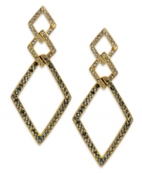 Diamond shapes can be your best friend with these earrings from INC International Concepts. Crafted from 12k gold-plated mixed metal and featuring hematite and glass accents, the diamond shapes come in threes, giving you more to appreciate. Approximate drop: 3 inches. Diamond shapes can be your best friend with these earrings from INC International Concepts. Crafted from 12k gold-plated mixed metal and featuring hematite and glass accents, the diamond shapes come in threes, giving you more to appreciate. Approximate drop: 3 inches.