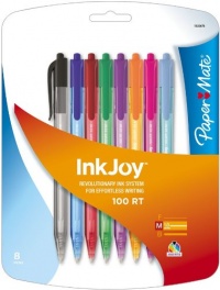 Paper Mate InkJoy 100 RT Retractable Medium Point Advanced Ink Pens, 8 Fashion Colored Ink Pens Paper Mate InkJoy 100 RT Retractable Medium Point Advanced Ink Pens, 8 Fashion Colored Ink Pens