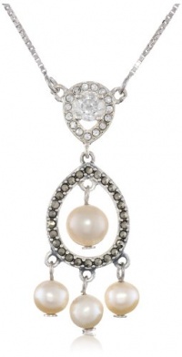 Judith Jack Pearlette Sterling Silver, Marcasite and Fresh Water Pearl Mini Chandelier Pendant Necklace, 18 Judith Jack Pearlette Sterling Silver, Marcasite and Fresh Water Pearl Mini Chandelier Pendant Necklace, 18