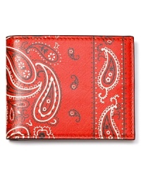 Carry a faux kerchief in your pocket with this cleverly designed bi-fold wallet from Jack Spade. Carry a faux kerchief in your pocket with this cleverly designed bi-fold wallet from Jack Spade.
