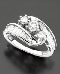 Stunning prong-set diamonds in a ribbon of sparkle. Diamond ring (1-1/2 ct. t.w.) set in 14k white gold. Stunning prong-set diamonds in a ribbon of sparkle. Diamond ring (1-1/2 ct. t.w.) set in 14k white gold.