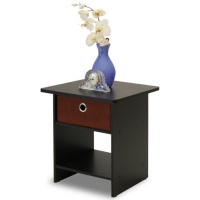 Furinno 10004EX/BR End Table/Night Stand Storage Shelf with Bin Drawer, Dark Espresso Finish Furinno 10004EX/BR End Table/Night Stand Storage Shelf with Bin Drawer, Dark Espresso Finish