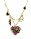 Betsey Johnson Flights of Fancy Love Heart and Feather 2-Row Necklace