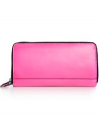 Add a pretty pop of color to your accessories arsenal with this sleek wallet from BCBGMAXAZRIA. Featuring soft leather and a plethora of pockets, it pairs perfectly with your everyday carryall for a polished, on-the-go style. Add a pretty pop of color to your accessories arsenal with this sleek wallet from BCBGMAXAZRIA. Featuring soft leather and a plethora of pockets, it pairs perfectly with your everyday carryall for a polished, on-the-go style.