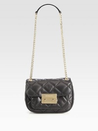 A versatile chain strap tops off this chic flap-top design made of sumptuous quilted lambskin leather. Adjustable chain and leather shoulder strap, 13½-25½ dropPush-lock on front flapLock closure on front flapOne outside open pocket under flapOne inner zip compartmentOne inside zip pocketOne inside open pocket6 credit card slotsLogo-printed lining7¾W X 5½H X 2¾DImported A versatile chain strap tops off this chic flap-top design made of sumptuous quilted lambskin leather. Adjustable chain and leather shoulder strap, 13½-25½ dropPush-lock on front flapLock closure on front flapOne outside open pocket under flapOne inner zip compartmentOne inside zip pocketOne inside open pocket6 credit card slotsLogo-printed lining7¾W X 5½H X 2¾DImported