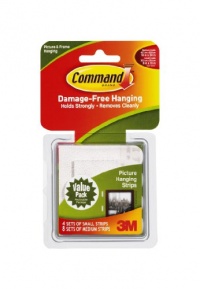 Command Picture Hanging Strips, White, 4-Small, 8-Medium, 4-Pack Command Picture Hanging Strips, White, 4-Small, 8-Medium, 4-Pack