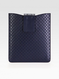 Microguccissima leather iPad case with closure.Microguccissima leatherLeather trimStrap with hook-and-loop closure at topSuede liningFits all iPad models8.9W x 10.4H x 1.4DMade in Italy Microguccissima leather iPad case with closure.Microguccissima leatherLeather trimStrap with hook-and-loop closure at topSuede liningFits all iPad models8.9W x 10.4H x 1.4DMade in Italy