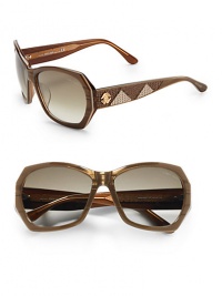 THE LOOKRounded geometric shapeVariegated acetate frames Logo temple with faux lizard skin details Logo etched on lensLogo accented end-pieces Gradient lensesUV protective Signature case includedORIGINMade in Italy THE LOOKRounded geometric shapeVariegated acetate frames Logo temple with faux lizard skin details Logo etched on lensLogo accented end-pieces Gradient lensesUV protective Signature case includedORIGINMade in Italy