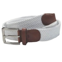 White Gunmetal Buckle Leather Tip Braided Belt White Gunmetal Buckle Leather Tip Braided Belt