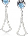 Badgley Mischka Fine Jewelry Blue Topaz and White Diamonds with Top Arabesque Drop Earrings