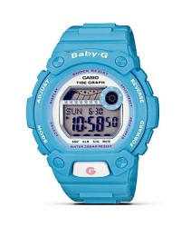 Make an athletic-inspired impression with this bold, digital watch from Baby-G. Coolly sporty with hard-wearing shock resistance, it's a total all-star. Make an athletic-inspired impression with this bold, digital watch from Baby-G. Coolly sporty with hard-wearing shock resistance, it's a total all-star.