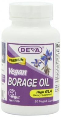 DEVA Vegan Vitamins Vegan Borage Oil 500 mg Vcaps, 90-Count Bottle DEVA Vegan Vitamins Vegan Borage Oil 500 mg Vcaps, 90-Count Bottle