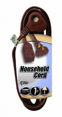 Coleman Cable 09407 7-Feet Flatplug Extension Cord 2-Prong with Glowing plug, Brown Coleman Cable 09407 7-Feet Flatplug Extension Cord 2-Prong with Glowing plug, Brown