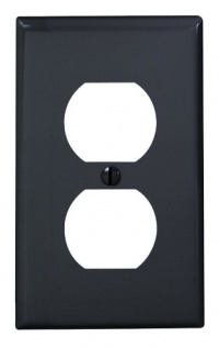 Leviton 80703-E 1-Gang Duplex Device Receptacle Wallplate, Standard Size, Thermoplastic Nylon, Device Mount, Black Leviton 80703-E 1-Gang Duplex Device Receptacle Wallplate, Standard Size, Thermoplastic Nylon, Device Mount, Black