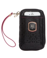 Dial up your fab factor with this cool case that gives your gadget a glam-over. Outfitted with signature-embossed pattern, gleaming hardware and convenient wristlet strap, it stashes phone, cards and cash in superb style. Dial up your fab factor with this cool case that gives your gadget a glam-over. Outfitted with signature-embossed pattern, gleaming hardware and convenient wristlet strap, it stashes phone, cards and cash in superb style.