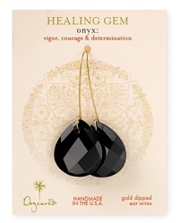 Channel dark glamor in this pair of teardrop earrings from Dogeared, crafted from gold dipped metal and a delicate onyx gemstone. Channel dark glamor in this pair of teardrop earrings from Dogeared, crafted from gold dipped metal and a delicate onyx gemstone.