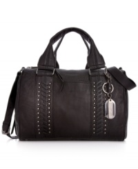 City girl chic, this must-have design by Marc New York adds some urban edge to whatever you wear. Butter-soft leather is outfitted with stud accents and whipstitch detailing, for a look that's effortlessly on trend. City girl chic, this must-have design by Marc New York adds some urban edge to whatever you wear. Butter-soft leather is outfitted with stud accents and whipstitch detailing, for a look that's effortlessly on trend.