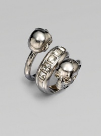 A Swarovski crystal accented wrap design embellished with two skulls. BrassSwarovski crystalsMade in Italy A Swarovski crystal accented wrap design embellished with two skulls. BrassSwarovski crystalsMade in Italy