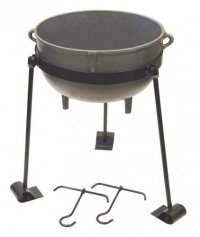 Bayou Classic CI-7407, 7-Gal. Cast Iron Jambalaya Pot, Tripod Stand with Foot Pads, and 2 Lift Hooks