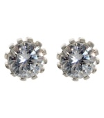 Finish your look with the right accents. These Betsey Johnson stud earrings wear well with a variety of looks. In silvertone mixed metal and crystal accents. Approximate diameter: 1/2 inch.
