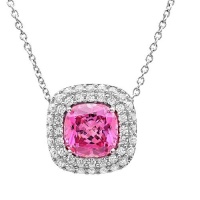 Sterling Silver Pink Square Pendant with Swarovski Crystals