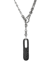 John Hardy Long Rectangular Drop Pendant with Black Sapphire on Kali Link Necklace, 22 John Hardy Long Rectangular Drop Pendant with Black Sapphire on Kali Link Necklace, 22