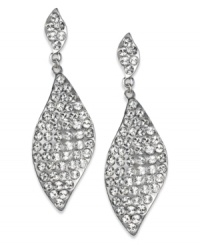 Wave hello to your new favorite earrings! Stylish curves captivate on these crystal-embellished earrings from Alfani. Crafted in silver tone mixed metal. Approximate drop: 3-1/4 inches. Wave hello to your new favorite earrings! Stylish curves captivate on these crystal-embellished earrings from Alfani. Crafted in silver tone mixed metal. Approximate drop: 3-1/4 inches.