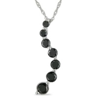 10k White Gold, Black and White Diamond Pendant Necklace with Chain, (.5 cttw, I2-I3 Clarity), 17 10k White Gold, Black and White Diamond Pendant Necklace with Chain, (.5 cttw, I2-I3 Clarity), 17