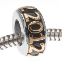 22K Gold Plated New Year '2012' On Silver Tone Large Hole Bead Fits Pandora (1) 22K Gold Plated New Year '2012' On Silver Tone Large Hole Bead Fits Pandora (1)
