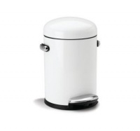 simplehuman Round Retro Step Trash Can, White Steel, 4-1/2-Liter / 1.2-Gallon simplehuman Round Retro Step Trash Can, White Steel, 4-1/2-Liter / 1.2-Gallon