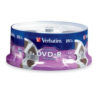 Verbatim 8x 4.7 GB DVD+R Digital Movie Spindle - 25 Discs Verbatim 8x 4.7 GB DVD+R Digital Movie Spindle - 25 Discs