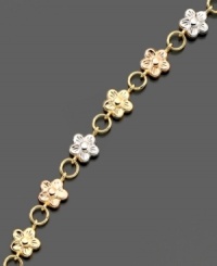 Get dreamy style with this pretty bracelet featuring bonded flowers crafted in 14k gold over sterling silver and sterling silver. Approximate length: 7-1/4 inches. Get dreamy style with this pretty bracelet featuring bonded flowers crafted in 14k gold over sterling silver and sterling silver. Approximate length: 7-1/4 inches.