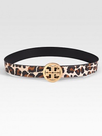 A wild, cheetah-printed leather design with a chic metal logo buckle. Width, about 1½Made in USA A wild, cheetah-printed leather design with a chic metal logo buckle. Width, about 1½Made in USA