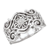 925 Silver Wide Filigree Design Ring- Sizes 6-8 925 Silver Wide Filigree Design Ring- Sizes 6-8