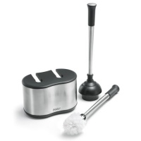 Polder BTH-6300-95 Stainless-Steel Dual Bath Caddy with Toilet Brush and Plunger, Black Polder BTH-6300-95 Stainless-Steel Dual Bath Caddy with Toilet Brush and Plunger, Black