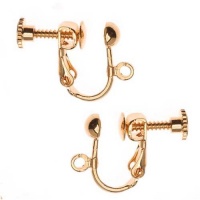 22K Gold Plated Screw Back Non-Pierced Earring Findings (2 Pairs) 22K Gold Plated Screw Back Non-Pierced Earring Findings (2 Pairs)
