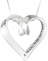 Sterling Silver A Mother Holds Her Childs Hand For A Short While and Their Hearts Forever Open Heart Pendant Necklace, 18