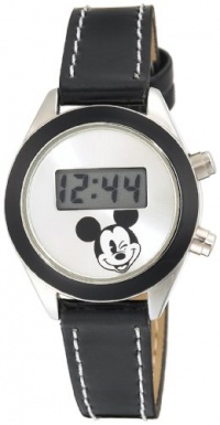 Disney Unisex MK1040A Mickey Mouse Digital Silver Sunray Dial Black Strap Watch Disney Unisex MK1040A Mickey Mouse Digital Silver Sunray Dial Black Strap Watch