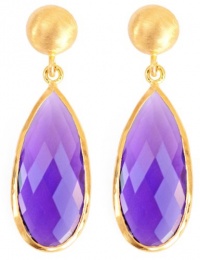 Amethyst Long Faceted Teardrop Earrings 18KT Gold Vermeil Bezel with 925 Silver Amethyst Long Faceted Teardrop Earrings 18KT Gold Vermeil Bezel with 925 Silver